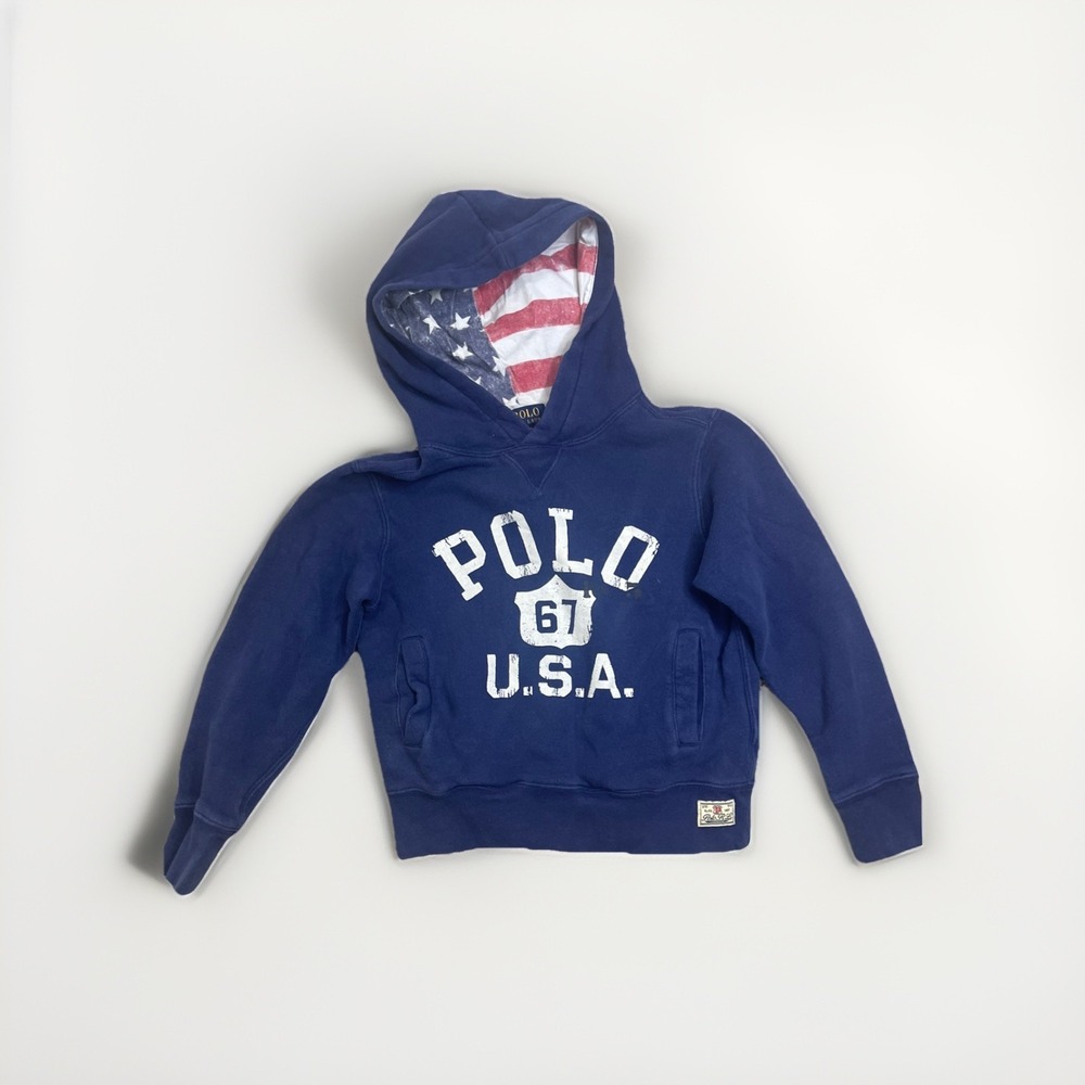 Ralph LAUREN POLO USA FLAG FLEECE TERRY HOODIE Sweat Shirt Top~Kids size S‎ (8)
